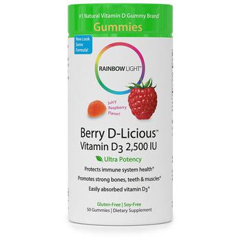 商品Rainbow Light | Berry D-Licious Vitamin D3 2,500 IU Gummies Raspberry,商家Walgreens,价格¥87图片