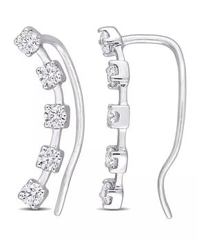 Macy's | Moissanite Curved Crawler Charm Earrings 5/8 ct. t.w in 10K White Gold,商家Macy's,价格¥2356