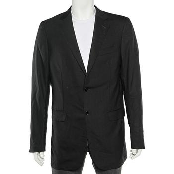 推荐Ermenegildo Zegna Black Tonal Striped Wool Blazer L商品