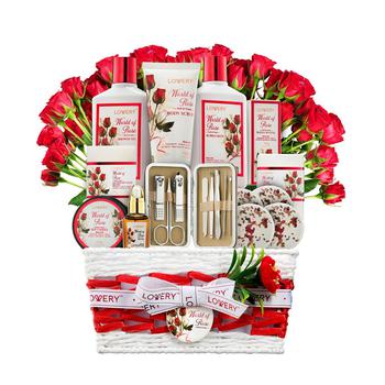 商品Lovery | Red Rose Home Spa Body Care Gift Set, Beauty and Personal Care Kit, Bath and Body Gift Set, 35 Piece,商家Macy's,价格¥773图片