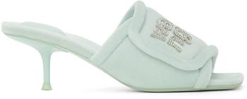 亚历山大王鞋, Alexander Wang | Green Padded Logo Jessie Heeled Sandals商品图片 