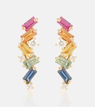 商品Suzanne Kalan | Rainbow Fireworks 18kt gold earrings with diamonds and sapphires,商家MyTheresa,价格¥9588图片