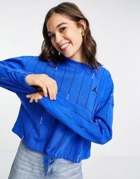 推荐Jordan sweatshirt in royal blue with basketball stripe print商品