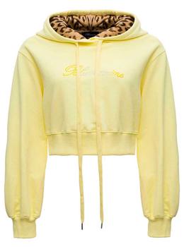 推荐Yellow Cropped Cotton Hoodie with Logo商品