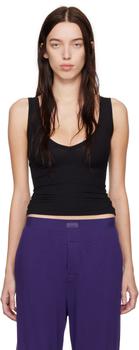 Black Soft Lounge Deep Plunge Tank Top