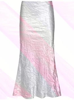 推荐Wrinkled Satin Flared Midi Skirt商品