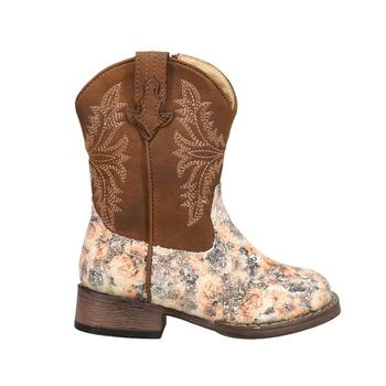 Roper | Claire Floral Glitter Square Toe Cowboy Boots (Toddler),商家SHOEBACCA,价格¥417