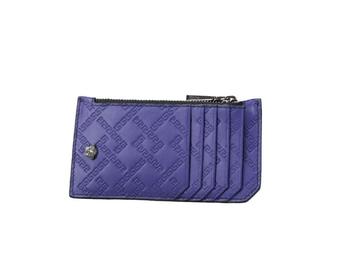 商品Versace Calf Leather multi Card blue Medusa Greek Key Pattern Card Case Women's Wallet图片