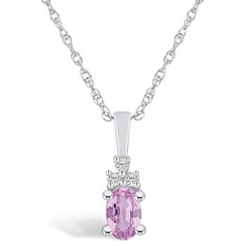 商品Macy's | Pink Sapphire (5/8 Ct. t.w.) and Diamond Accent Pendant Necklace,商家Macy's,价格¥12143图片