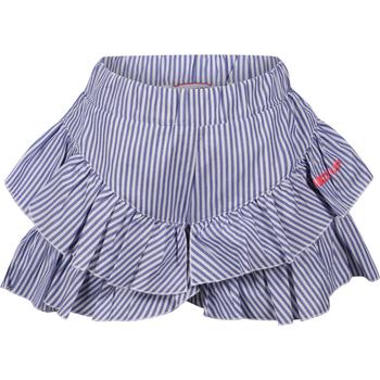 推荐Striped ruffled shorts in white and blue商品