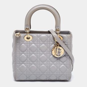 迪奥托特包, [二手商品] Dior | Dior Grey Cannage Leather Medium Lady Dior Tote商品图片 9.3折, 满1件减$100, 满减