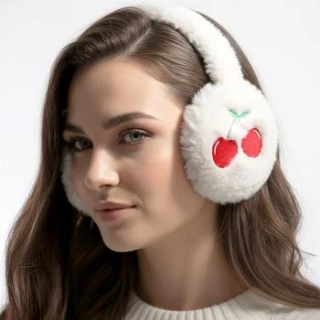 FASHNZFAB | Faux Fur Plush Cherry Embroidered Earmuffs,商家Premium Outlets,价格¥177