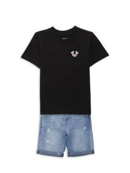 True Religion | Baby Boy's 2-Piece Logo Tee & Denim Shorts Set 4.2折