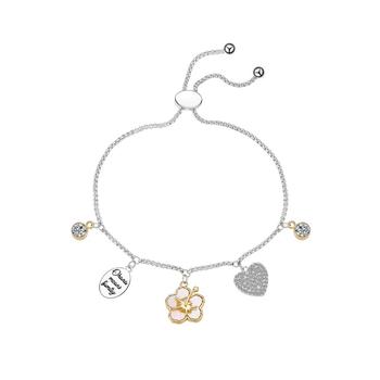 商品Disney | Unwritten Crystal Heart and Mother of Pearl Inlay Flower Lilo and Stitch "Ohana Means Family" Bezel Bracelet,商家Macy's,价格¥385图片