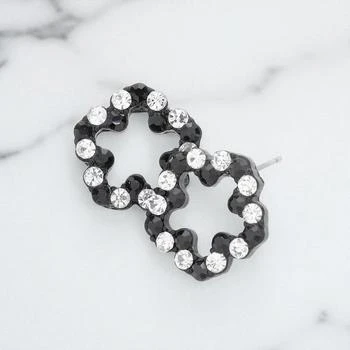 FASHNZFAB | Crystal Flower Stud Earrings - Black, Clear, Jet Black,商家Premium Outlets,价格¥138