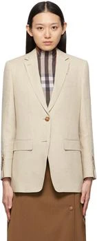 Burberry | Beige Linen Oversized Tailored Blazer 