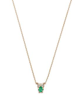 商品Bloomingdale's | Emerald & Diamond Owl Pendant Necklace in 14K Yellow Gold, 18" - 100% Exclusive,商家Bloomingdale's,价格¥8286图片