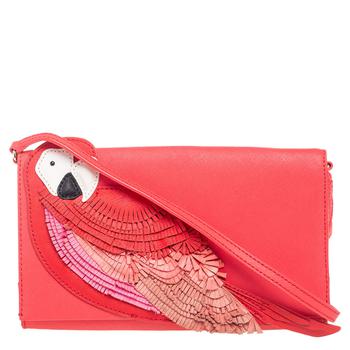 kate spade bag男包, [二手商品] Kate Spade | Kate Spade Coral Leather New York Flights of Fancy Parrot Shoulder Bag商品图片 4.3折
