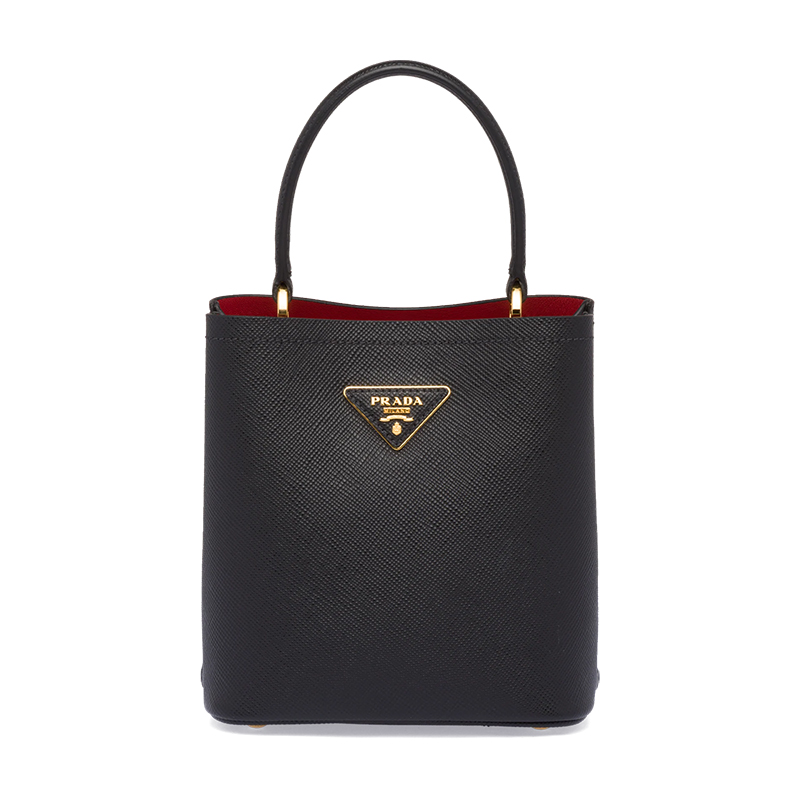 美国prada包, Prada | PRADA/普拉达 22新款 Panier系列 女士小号黑色saffiano皮革金色徽标磁扣拆卸肩带皮革手柄单肩手提斜挎包1BA217_2ERX_F0LJ4_V_OOO商品图片 包邮包税