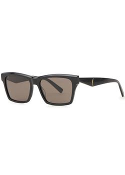 圣罗兰黑鸦片, Yves Saint Laurent | SLM104 black rectangle-frame sunglasses商品图片 