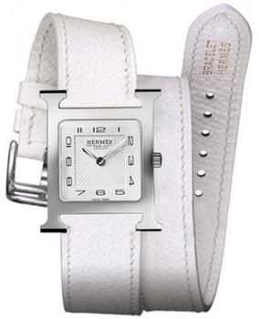 推荐Hermes H Hour Medium MM 26mm White Leather Women's Watch 036808WW00商品