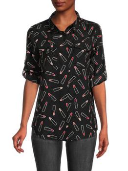 Karl Lagerfeld Paris | Lipstick Print Button Down Shirt商品图片,5折