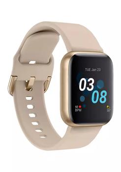 product Air 3 Touchscreen Smartwatch Fitness Tracker for Men and Women: Gold Case with Beige Strap (40 Millimeter) image