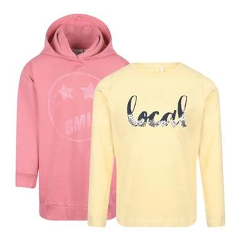 推荐Smile cotton hoodie and local sequin detailing long sleeved t shirt set in pink and yellow商品