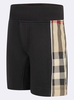 Burberry | Burberry Black Baby Boys Cotton Check Trim Shorts商品图片,额外8折, 额外八折