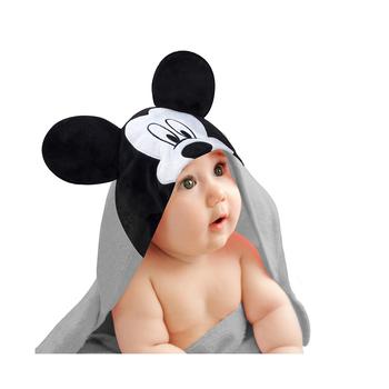 商品Lambs  Ivy Disney Baby Mickey Mouse Gray Cotton Hooded Baby Bath Towel图片