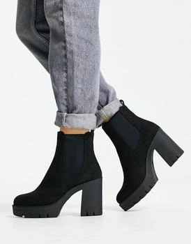 推荐ASOS DESIGN Eve heeled chunky chelsea boots in black商品