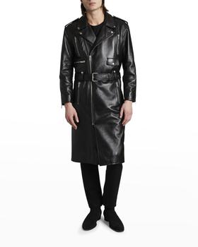 圣罗兰皮衣, Yves Saint Laurent | Men's Leather Moto Trench Coat商品图片 