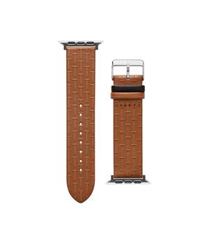 商品T-embossed leather black keeper smartwatch band compatible with Apple watch strap 42mm, 44mm图片