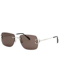 推荐Signature C De Cartier rimless rectangle-frame sunglasses商�品