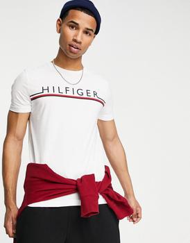 Tommy Hilfiger | Tommy Hilfiger corp stripe logo t-shirt in white商品图片,