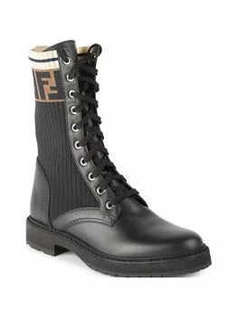 推荐Rockoko Leather & Knit Combat Boots商品
