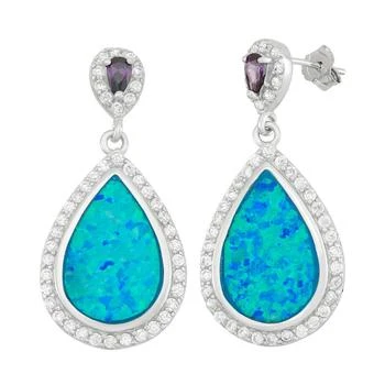 Classic | Sterling Silver Tear Shaped Opal with CZs Earrings,商家My Gift Stop,价格¥447