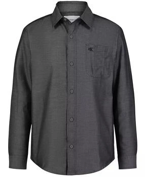 Calvin Klein | Big Boys Solid Herringbone Long Sleeve Shirt,商家Macy's,价格¥127