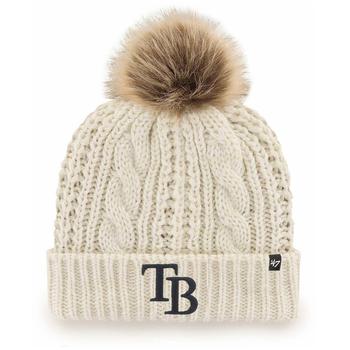 47 Brand | Women's Cream Tampa Bay Rays Meeko Cuffed Knit Hat with Pom商品图片,