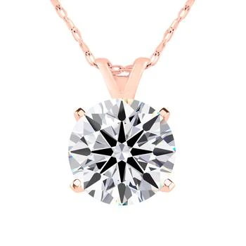 2 Carat Round Shape Lab Grown Diamond Solitaire Necklace In 14k Rose Gold (g-h,vs2)