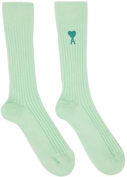 AMI | Green Ami De Cœur Plain Socks商品图片,额外8.5折, 独家减免邮费, 额外八五折
