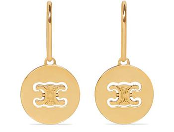 Celine | Triomphe Swivel Earrings In Brass With Gold Finish商品图片,
