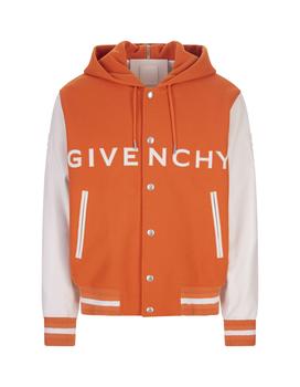 商品Givenchy | Givenchy Orange Hooded Varsity Jacket In Wool And Leather,商家Italist,价格¥23112图片