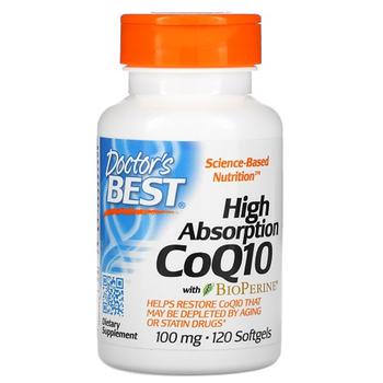 商品Doctors Best High Absorption CoQ10 with Bioperine Softgels 100 mg, 120 Ea图片