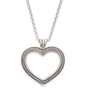 PANDORA | Pandora Silver CZ Heart Floating Locket Necklace商品图片,5.1折