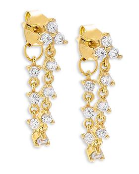 商品By Adina Eden | Cubic Zirconia Chain Front to Back Earrings in 14K Gold Plated Sterling Silver,商家Bloomingdale's,价格¥487图片