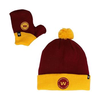 product Infant Unisex '47 Burgundy, Gold Washington Football Team Bam Bam Cuffed Knit Hat with Pom and Mittens Set image