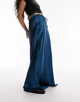 Topshop | Topshop liquid look satin bias maxi skirt in sapphire,商家ASOS,价格¥175