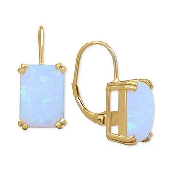 Macy's | Lab-Created Opal Leverback Hoop Earrings (9 ct. t.w.) in 14k Gold-Plated Sterling Silver,商家Macy's,价格¥2655