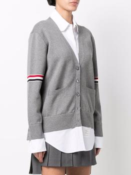 thom browne衬衫, Thom Browne | THOM BROWNE WOMEN COMBO CARDIGAN SHIRT W/ RWB ARMBANDS IN OXFORD / MILANO STITCH 12GG COTTON商品图片 